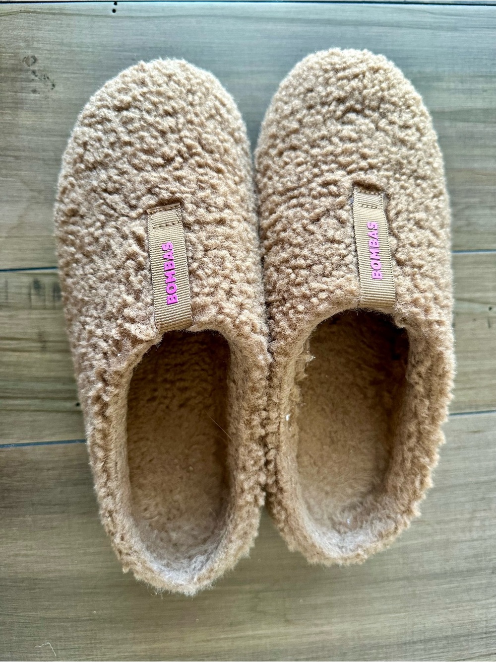 Bombas Women's Sherpa Slip-Ons in Tan